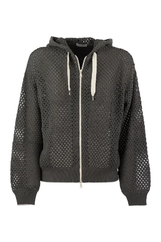 Dazzling Net cotton zip hoodie Hoodie with Slim Fit Tailored Modern