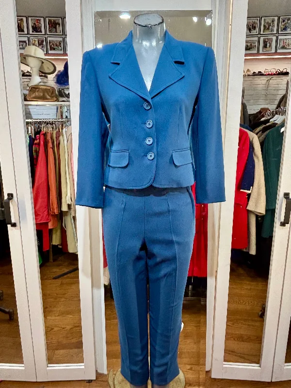 90’s Dark Blue 2 Piece Pant Suit Set By Michael Formal Slim Pants
