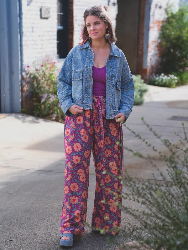 Blossom Edge Wide-Leg Pants Trendy Wide-Leg Pants