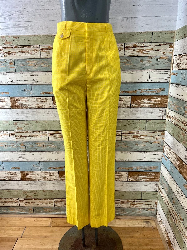 70’s Yellow Pattern with Front Pocket Details Pants Cozy Fitted Pants