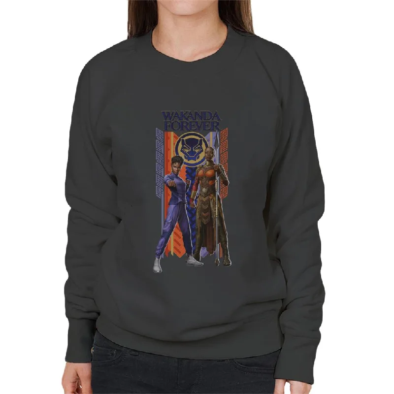 Marvel Black Panther Shuri Okoye Okavango Wakanda Forever Women's Sweatshirt Hoodie with Puffed Sleeves Voluminous Trendy Marvel Black Panther Shuri Okoye Okavango Wakanda Forever Women's Sweatshirt Hoodie with Puffed Sleeves Voluminous Trendy