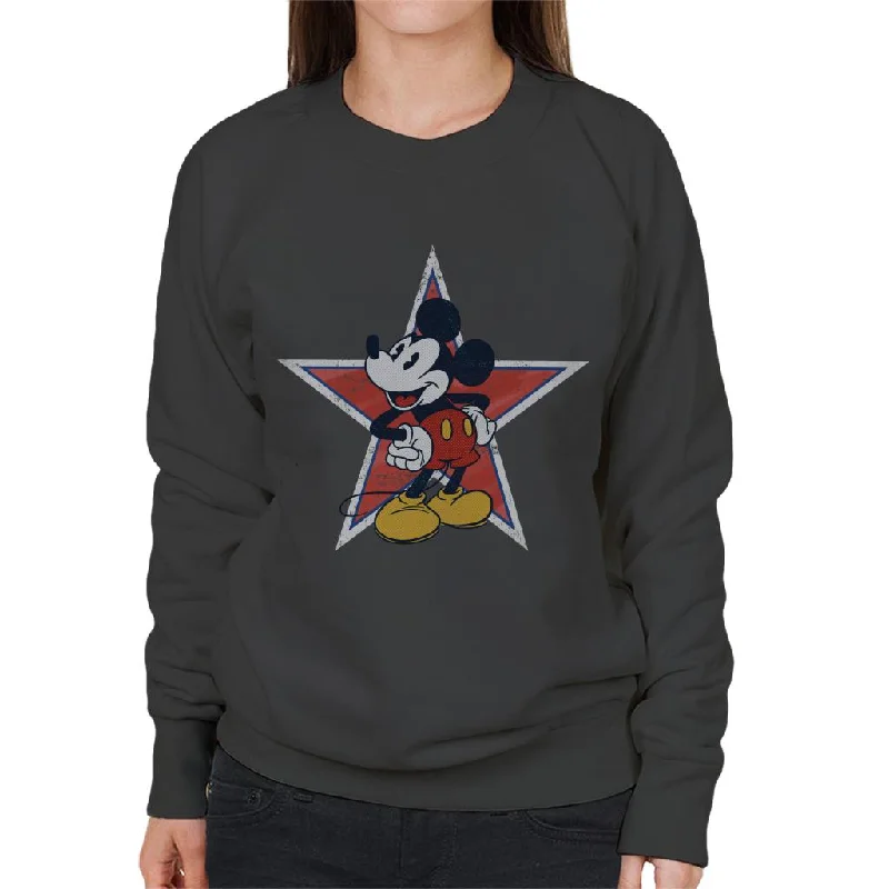 Disney Distressed Mickey Mouse Star Women's Sweatshirt Hoodie with Illustration Artistic Creative