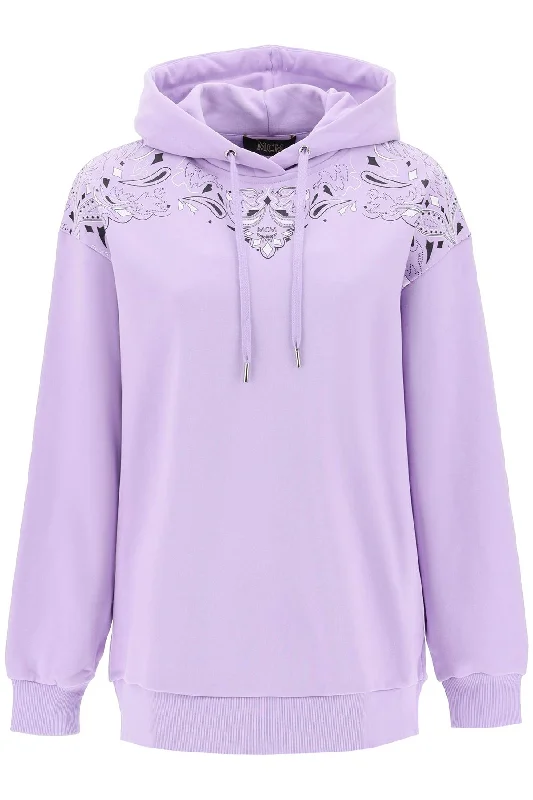Hoodie With Bandana Print  - Purple Hoodie with Belted Waist Structured Tailored