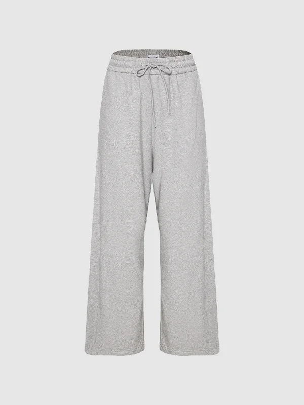 Drawstring Waist Oversized Wide-Leg Pants Chic Faux Leather Pants