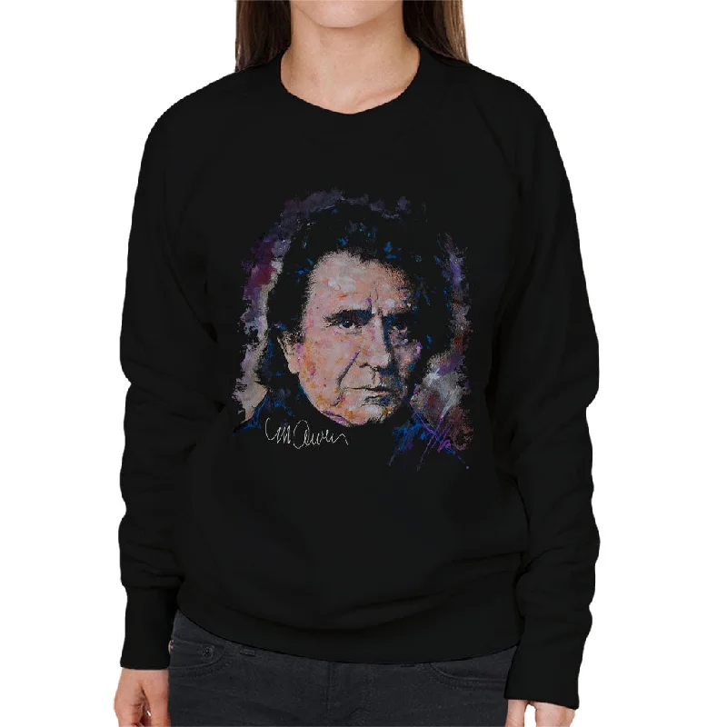 Sidney Maurer Original Portrait Of Johnny Cash Women's Sweatshirt Hoodie with Double Zipper Versatile Adjustable