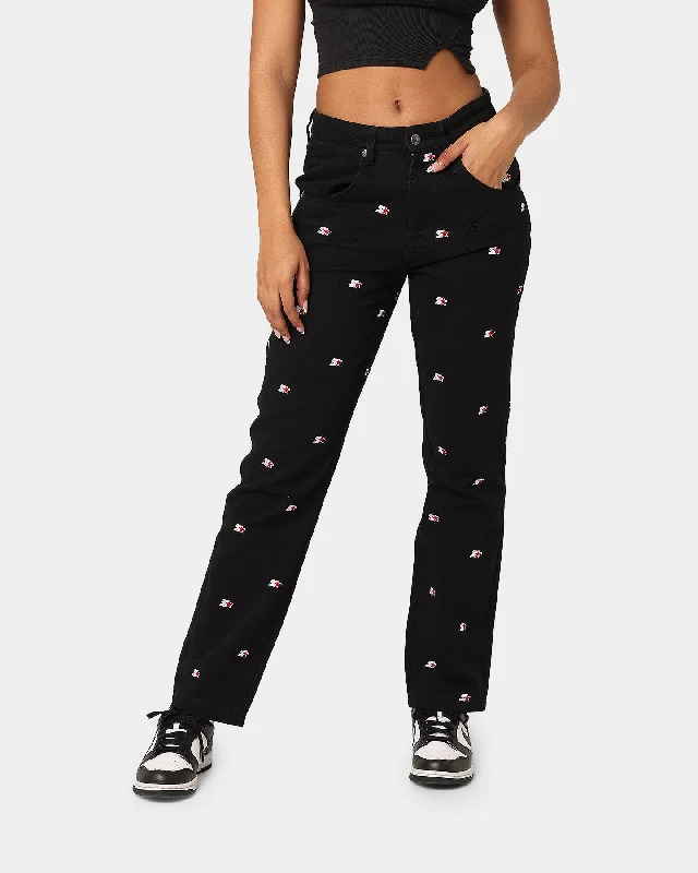 Starter Star Gazer Relaxed Chino Pants Black Trendy High-Waist Trousers