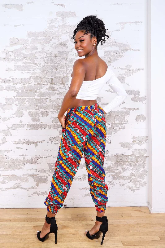 CANAH AFRICAN PRINT WOMEN'S CARGO PANT Trendy Work Pants