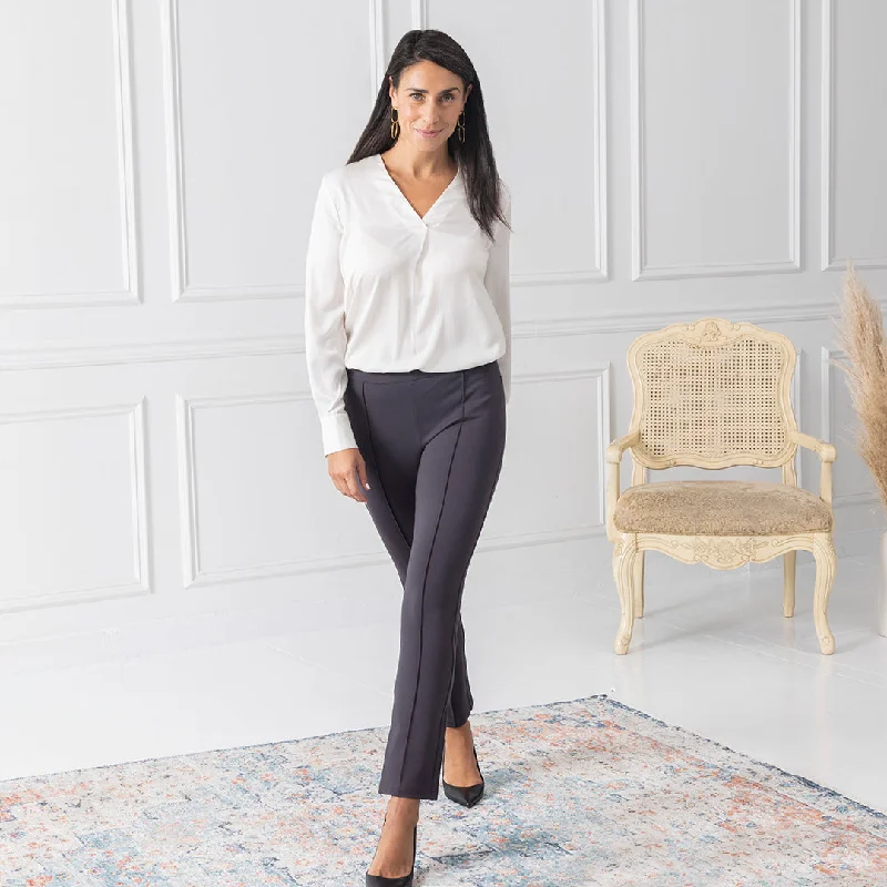 Petaluma Pintuck Pants Standard Fit - Charcoal Grey Cozy Full-Length Pants