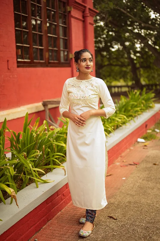 Mirror Work Kurta with Modal Pant Soft Stretch Leggings