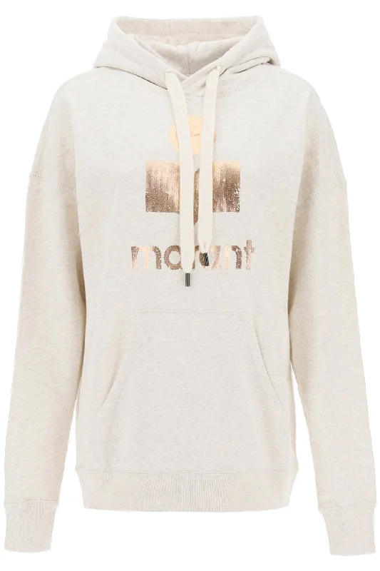 Mansel Sweatshirt With Metallic Logo  - Grey Cotton Hoodie Fleece Lining Warmth