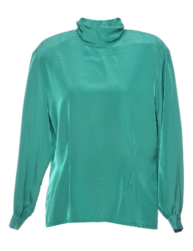 Long Sleeved Green Blouse - L Peter Pan Collar Blouse