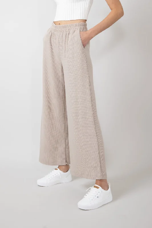 Thermal Wide Leg Pants for Women in Taupe | P70169B-TAUPEII Comfortable Fleece Pants