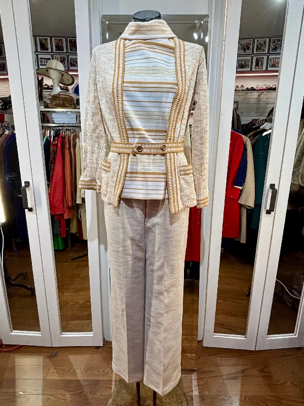 70’s Multicolored 3 Piece Pants Set By Veronica Knits Casual Skinny Fit Pants