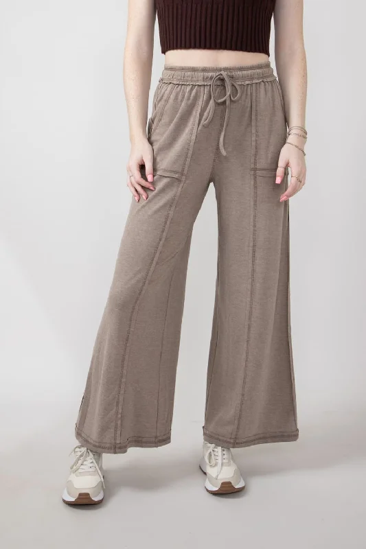 Wide Leg Soft Lounge Pants for Women in Mocha | FP3291-MOCHA Slim-Fit Leggings