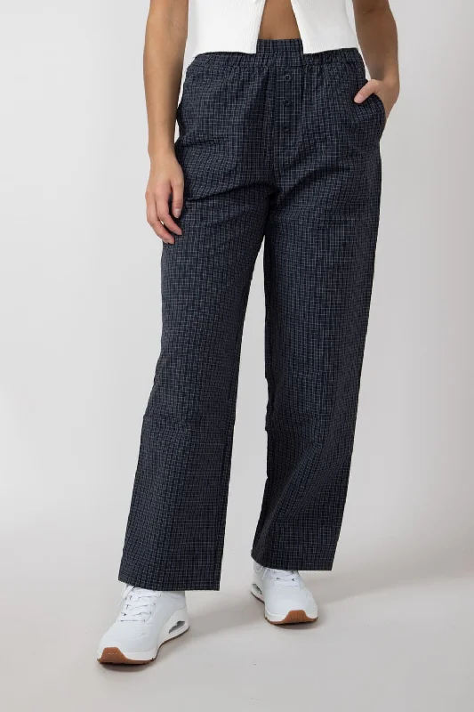 Plaid Straight Pants for Women in Charcoal | MP7159-1-CHARCOAL Casual Lounge Pants