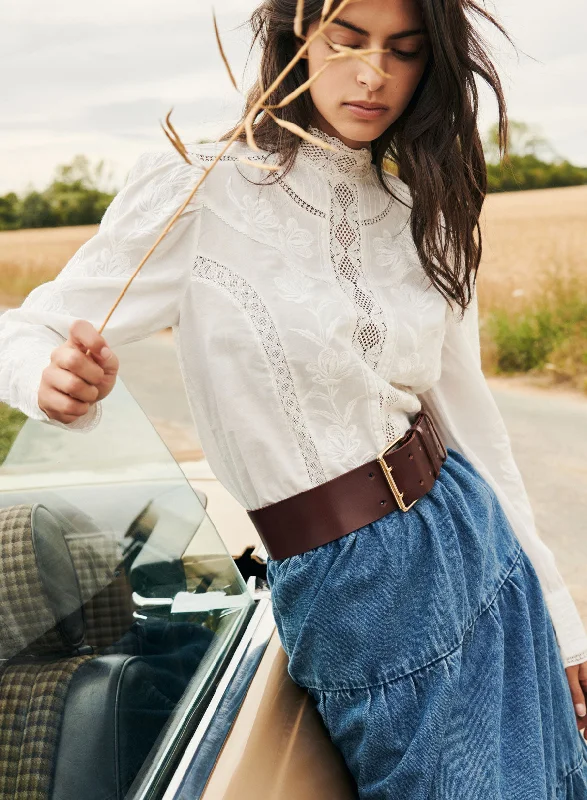 Blouse Tessy Ecru Ruched Sleeve Blouse