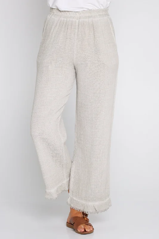 Falla Linen & Cotton Pants - Beige Slim Fit Casual Pants