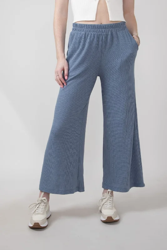 Thermal Wide Leg Pants for Women in Blue Slate | P70169B-BLUESLATE Classic Flared Pants