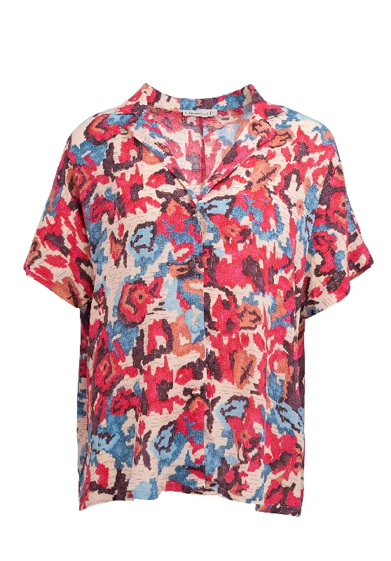 Blouse J91851 Fuchsia-Blue Versatile Layering Blouse