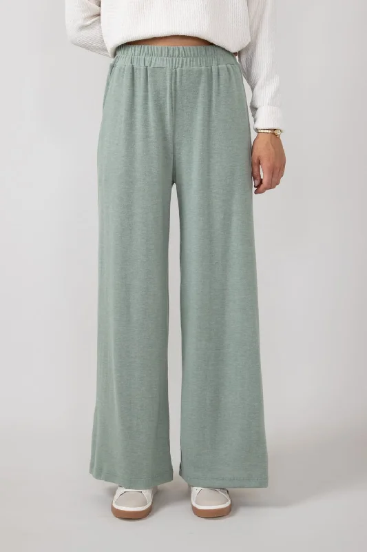 Wide Leg Lounge Pants for Women in Olive | NP70169F-OLIVE Chic Faux Leather Pants