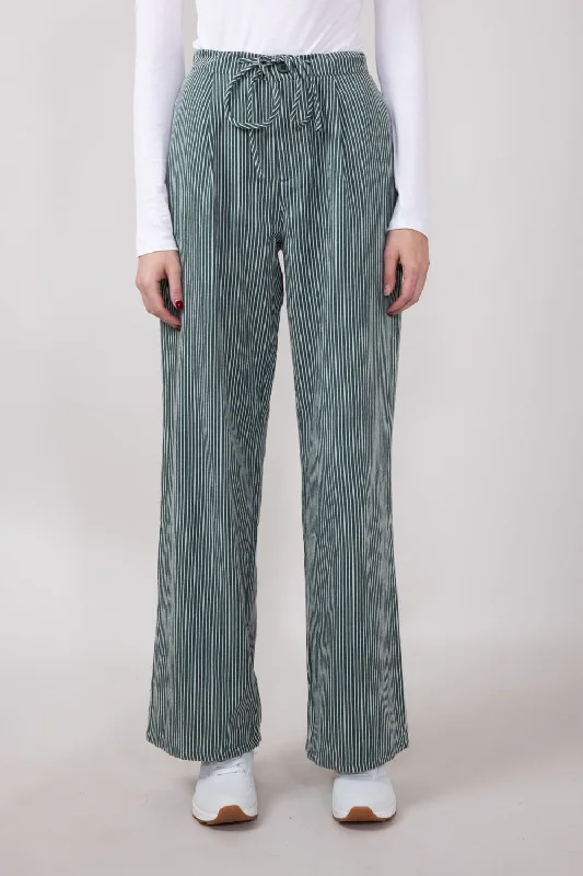 Striped Brushed PJ Pants for Women in Hunter Green | IBP31360-HUNTER Stylish Elastic Waist Pants