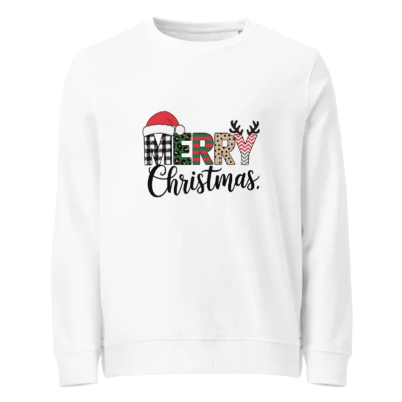 Merry Christmas Graphics Women Organic Sweatshirt Hoodie with Oversized Fit Loose Comfortable