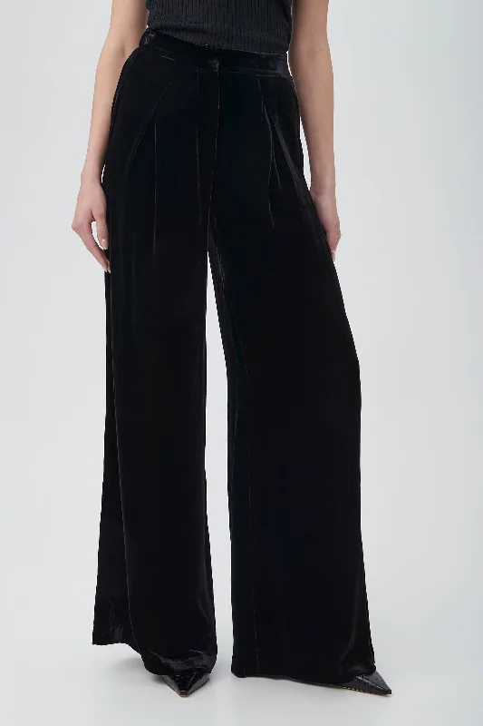 Saige Velvet Wide Leg Pants Relaxed Casual Leggings