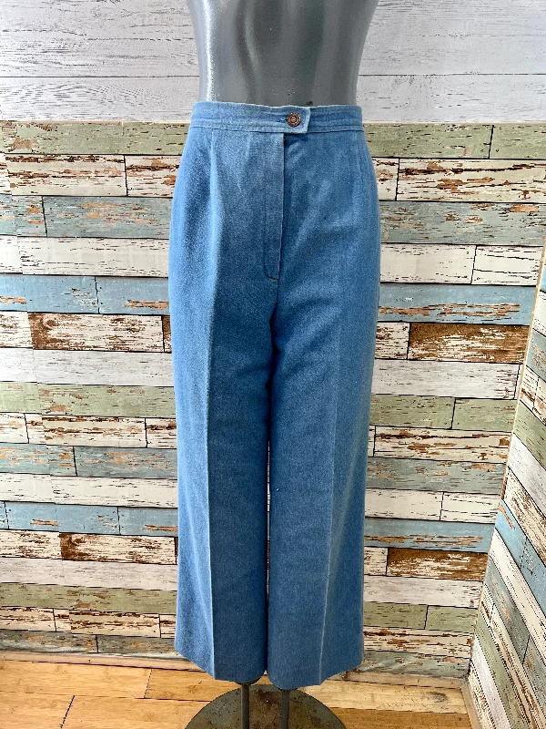 80’s Light Blue Denim Slacks Style Pants Modern Bootcut Pants