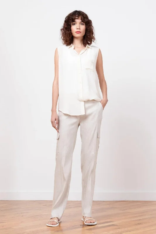 Avenue Montaigne KOOL Linen Pant / Oatmeal Comfortable Denim Pants
