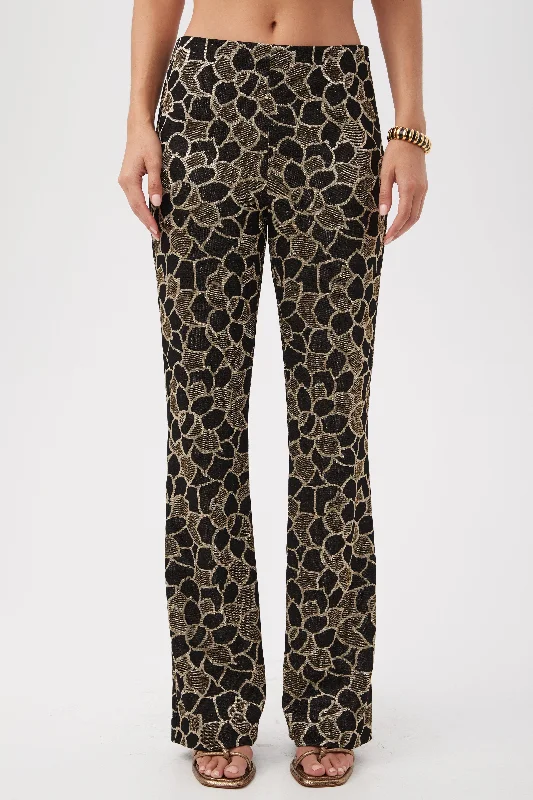 Jacoba Metallic Knit Jacquard Bootcut Pants Modern Skinny Pants