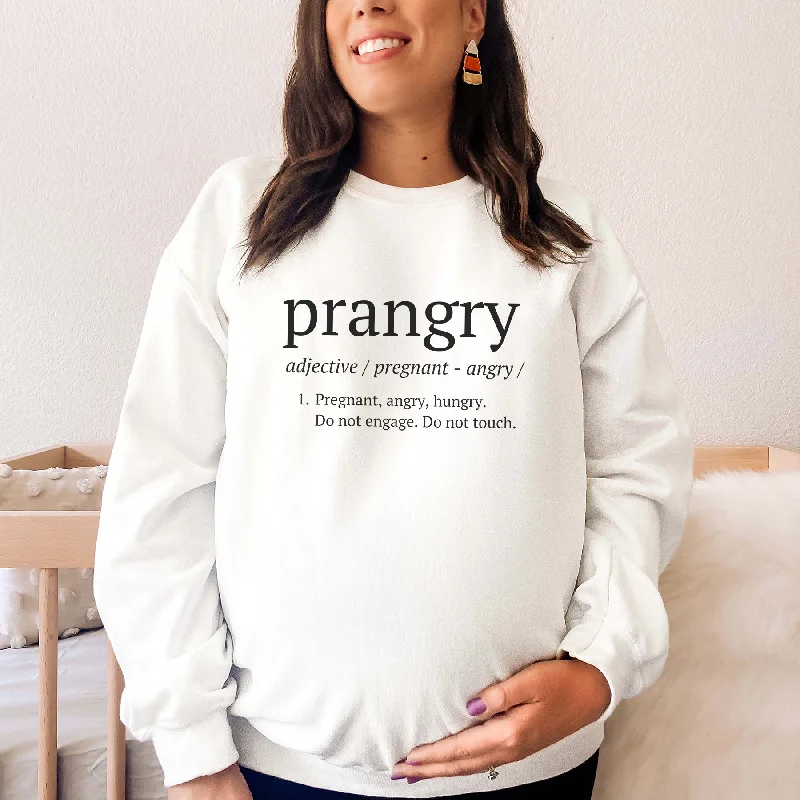 Prangry (Pregnant, Angry, Hungry) Definition Sweatshirt Hoodie with Hem Frayed Vintage Worn