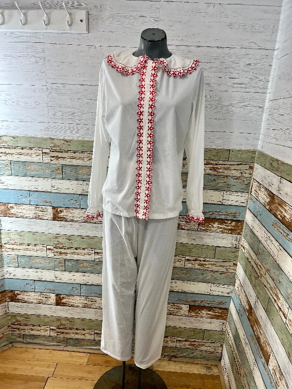 70’s Off White Old Stock 2 Piece Pijama Pant Set Comfy Zip-Up Pants
