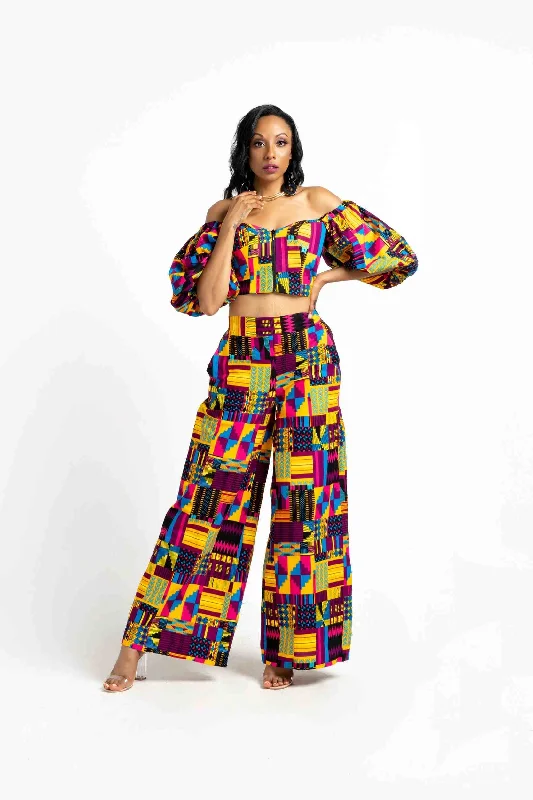 ALISA African Print Women's Pant Casual Wide Pants