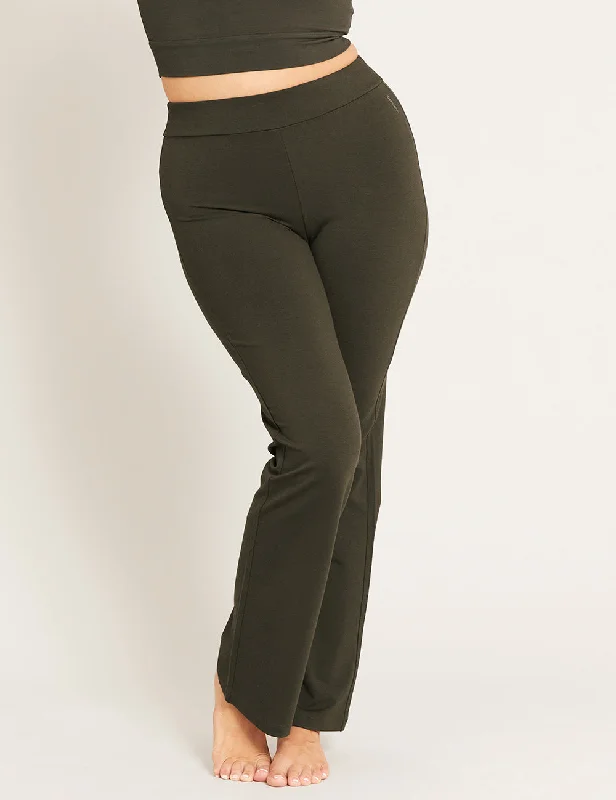 Motivate High Waist Flare Pant - Dark Olive Chic Wool Trousers