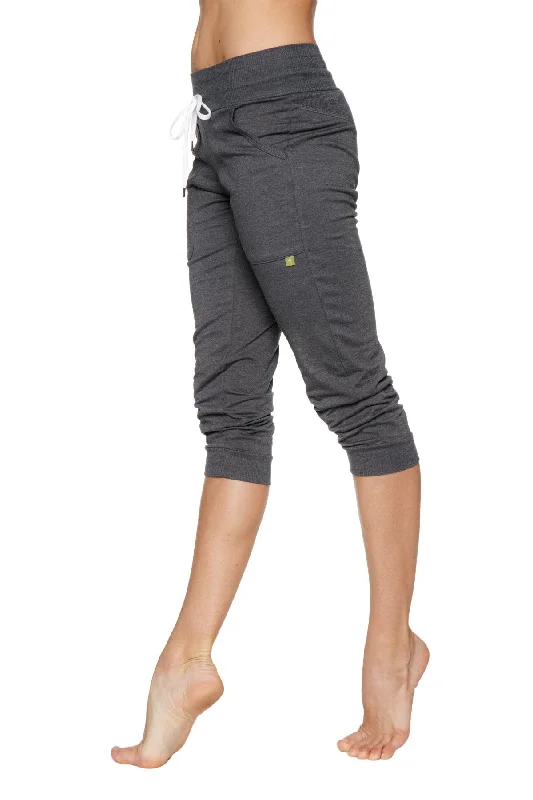 Women's Cuffed Jogger Yoga Pant (Solid Charcoal) by 4-rth Casual Track Pants