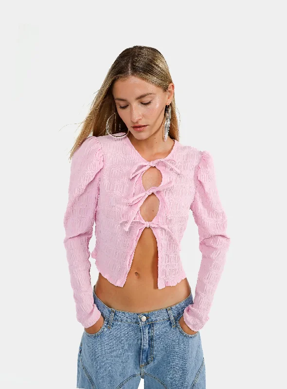 BRIDGET PINK BLOUSE Ruffled Neck Blouse