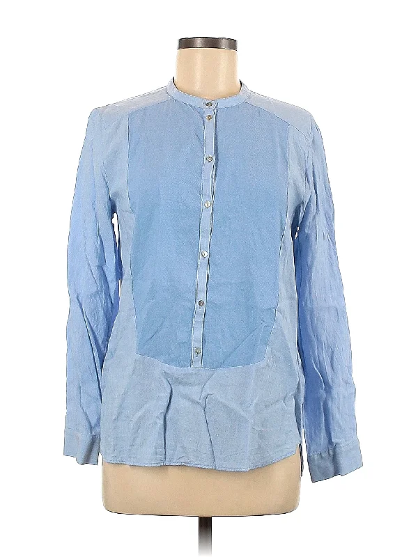 Long Sleeve Blouse Elegant Semi-Sheer Blouse