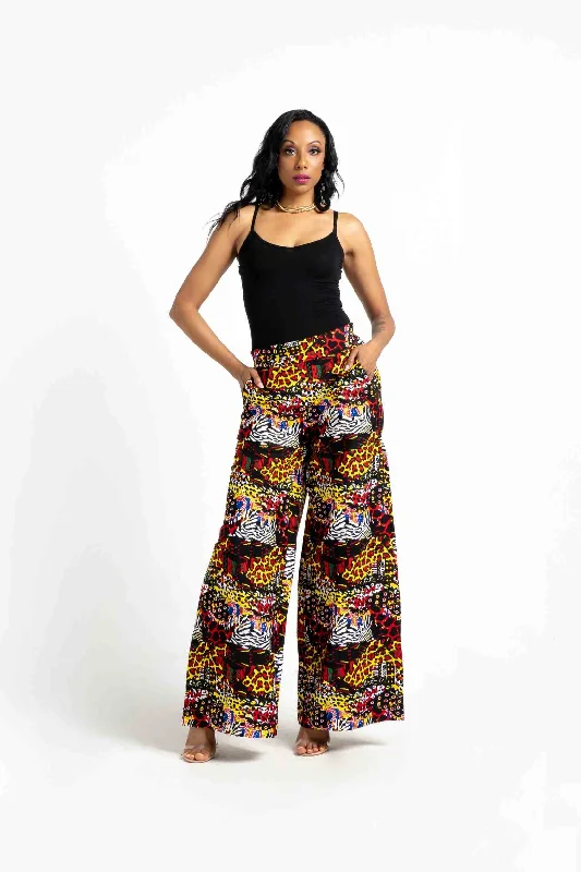 REBECCA African Print Women's Pant Stylish Slim Trousers