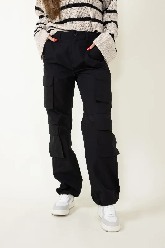 Love Tree Baggy Cargo Pants for Women in Black | 6870PN-BLACK Classic Stretch Pants