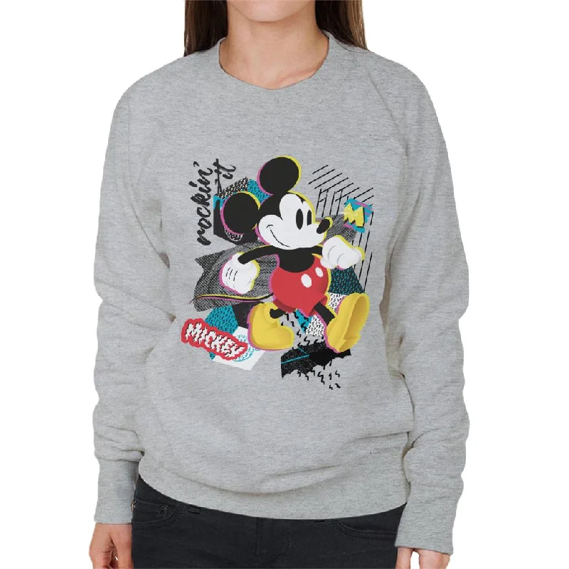 Disney Mickey Mouse Rockin It Retro Women's Sweatshirt Hoodie with Drawstring Waist Adjustable Fitted Disney Mickey Mouse Rockin It Retro Women's Sweatshirt Hoodie with Drawstring Waist Adjustable Fitted