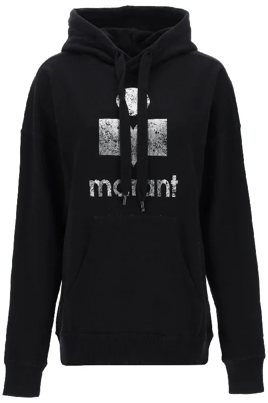 Mansel Sweatshirt With Metallic Logo  - Black Hoodie with Tied Waist Feminine Flattering