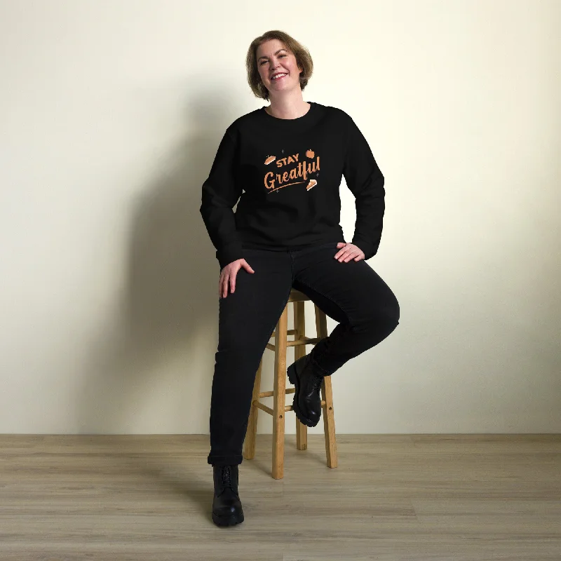 Stay Grateful Graphic Thanksgiving Women Organic Sweatshirt Hoodie with Stripes Bold Sporty Stay Grateful Graphic Thanksgiving Women Organic Sweatshirt Hoodie with Stripes Bold Sporty