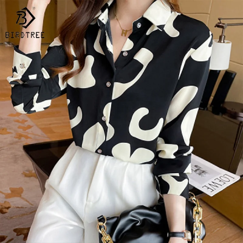 New Autumn Women's Long Sleeve Floral Printing Shirts Elegant Casual Blouses Chiffon Shirt Tops For Spring Classic Minimalist Blouse New Autumn Women's Long Sleeve Floral Printing Shirts Elegant Casual Blouses Chiffon Shirt Tops For Spring Classic Minimalist Blouse