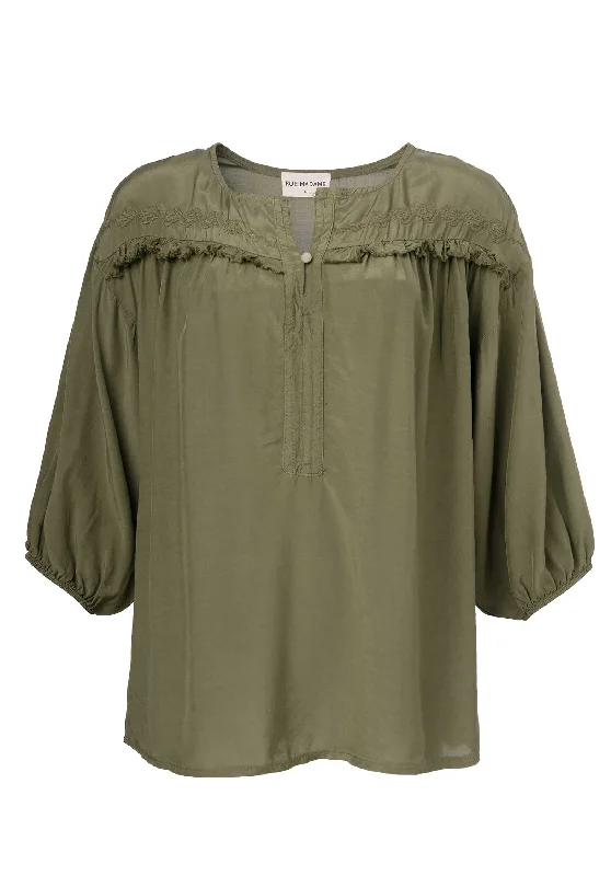 Blouse 100174 Green Elegant Peplum Blouse
