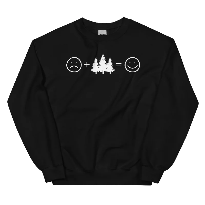 Lächelndes Gesicht und Bäume - Sweatshirt (Unisex) Hoodie with Hidden Zipper Minimalist Clean