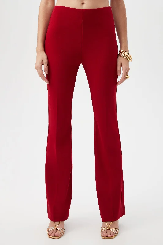 Jacoba Crepe Knit Tailored Bootcut Pant Elegant Palazzo Trousers