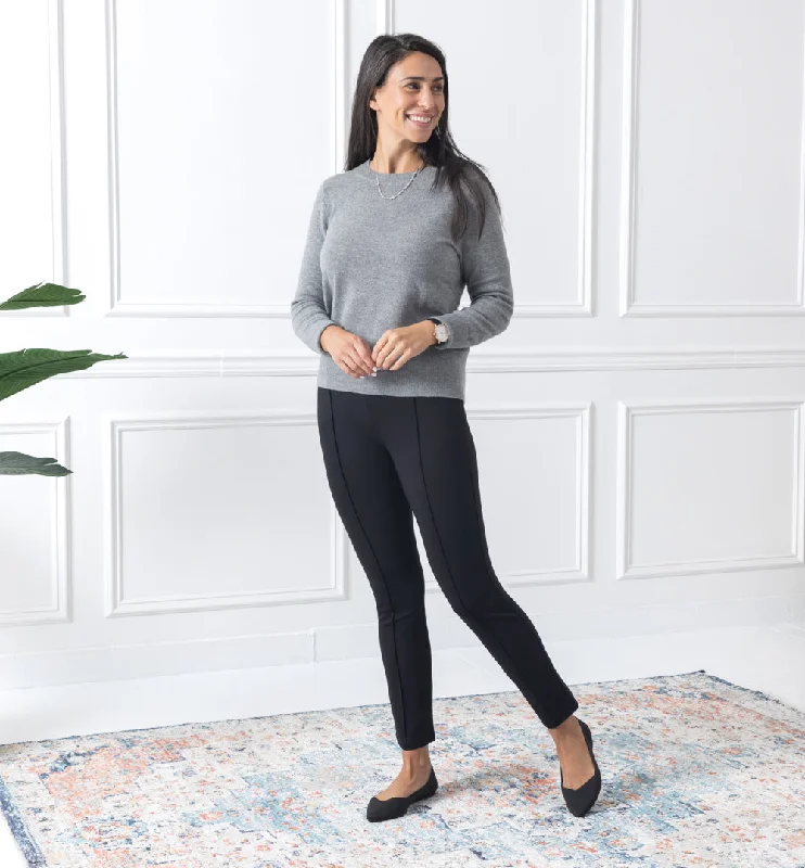 Petaluma Pintuck Pants Standard Fit - Eclipse Black Comfy Zip-Up Pants