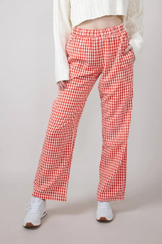 Gingham Relaxed PJ Pants for Women in Red | PSP1337-RED Comfortable Jogger Trousers