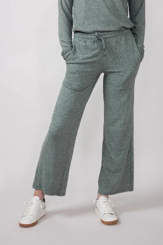 Mono B Hatchi Wide Leg Pants for Women in Dark Olive | KP-B0571-DARKOLIVE Casual Yoga Pants