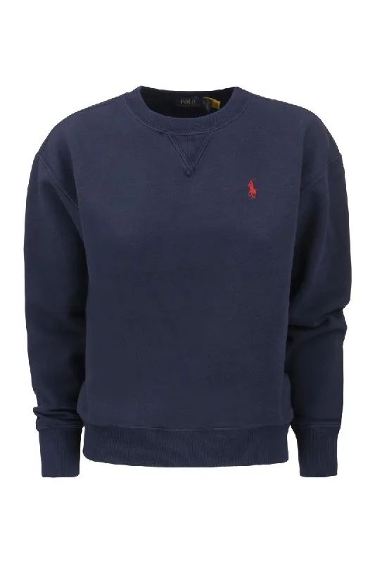 Crewneck Cotton Sweatshirt Hoodie with Drawstring Waist Adjustable Fitted